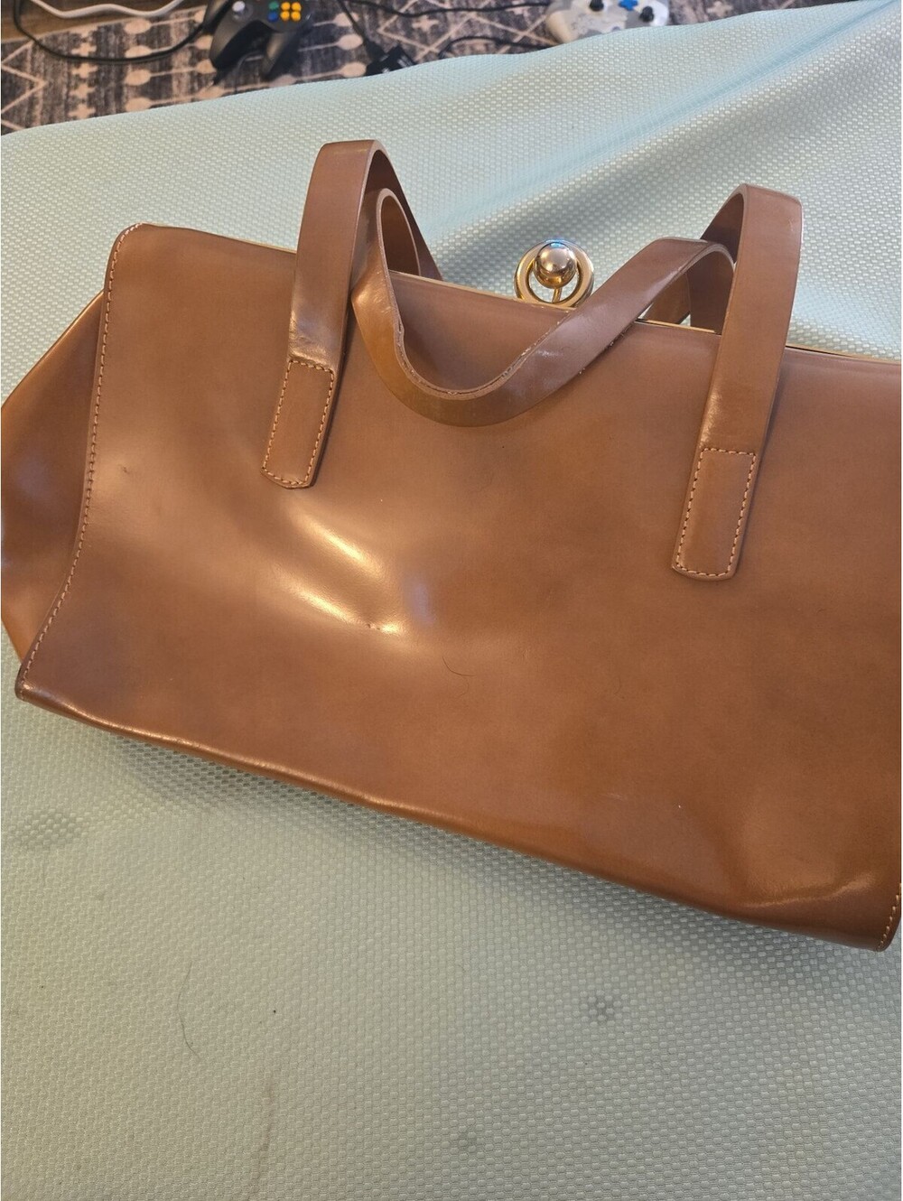 Alberta Di Canio Italian Leather Frame Satchel Handbag